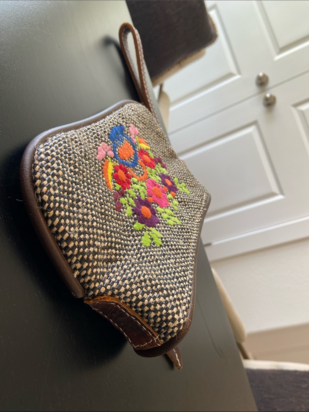 Consuela embroidered floral wristlet pouch leather trim leopard inside Retired - Picture 15 of 16